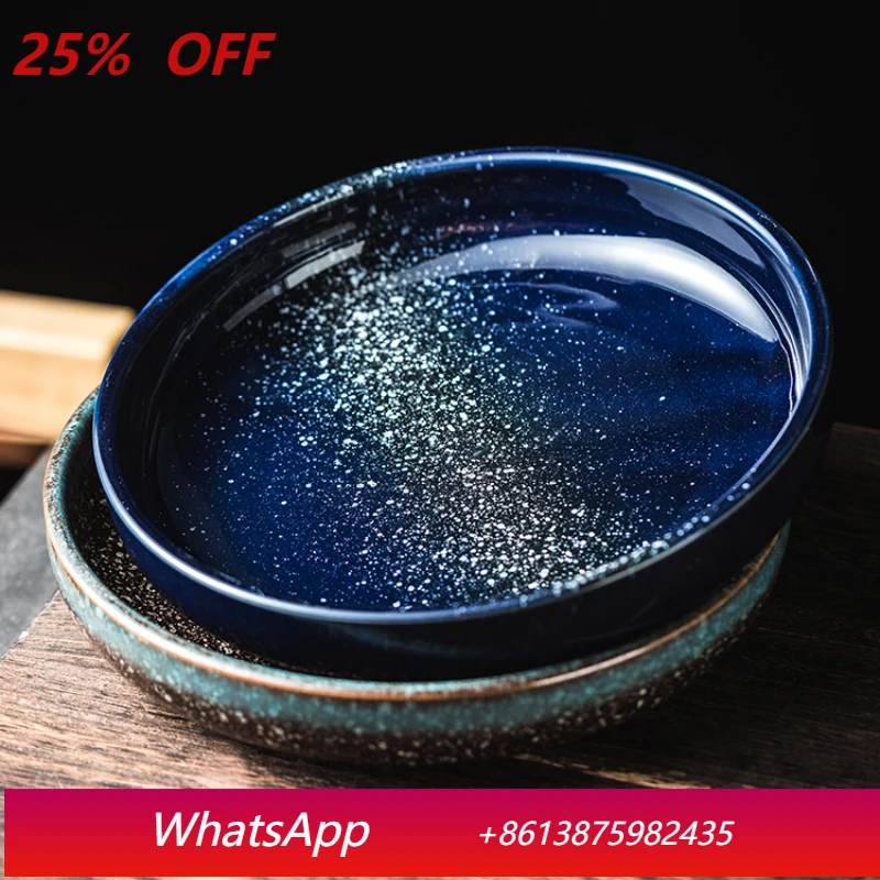 

Household ceramic dish simple round deep dish tableware Western meal flat plate steak