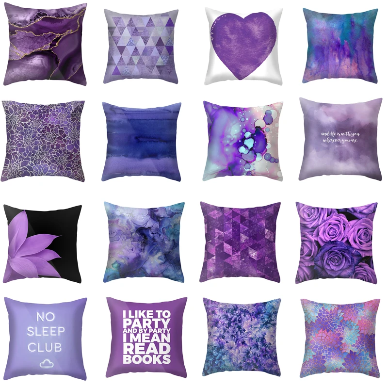 Abstract Blue Purple Polyester Pillowcase Home Office Decor Pillowcase Bedroom Sofa Car Cushion Cover 45x45cm