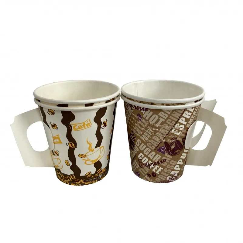 Customized product4oz/7oz/9oz Disposable Paper Cups Customized Hot Coffee Paper Cup With Handle And Lids