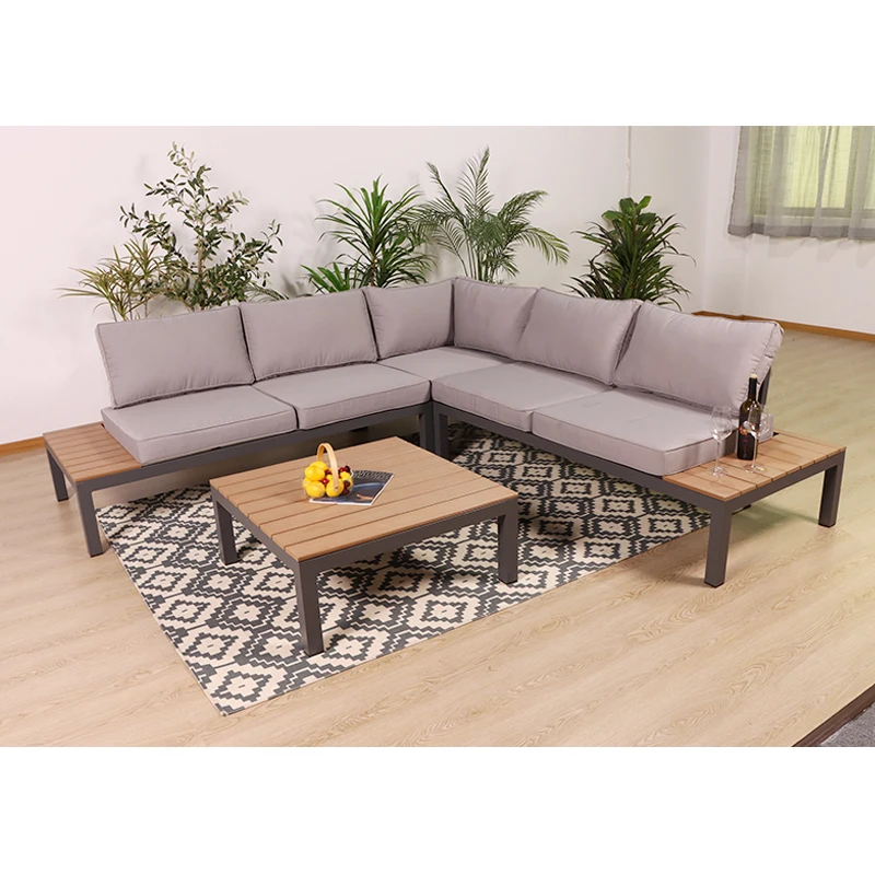 

Wholesales Aluminum Garden Furniture Contemporary Garden Sofas Leisure L-shaped Corner Garden Sofa for Hotel