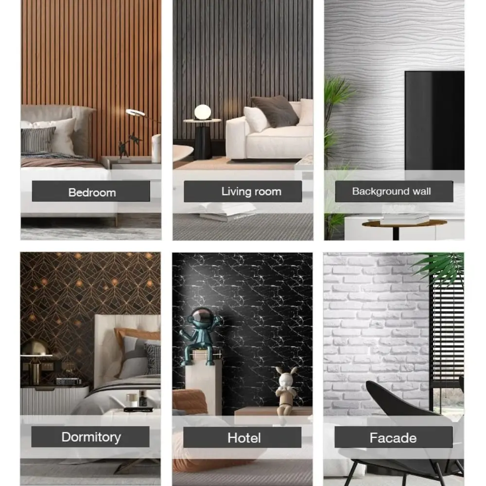 Self-กาว 5M สติ๊กเกอร์ติดผนัง Anti-Scratch กันน้ํา 3D พื้นหลัง Wall Decor หนาตกแต่งผนัง DIY Partition วอลล์เปเปอร์