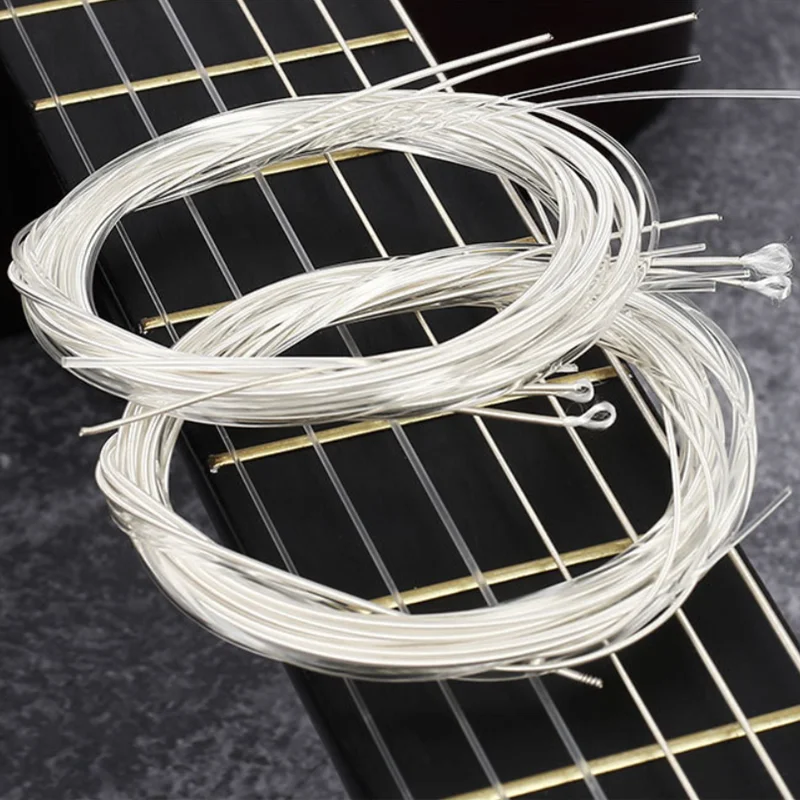 6 uds cuerdas de Metal de nailon clásico púas de guitarra de cuerda plateadas 1-6 alambre de guitarra usado accesorios de guitarra acústica clásica - imagen 5