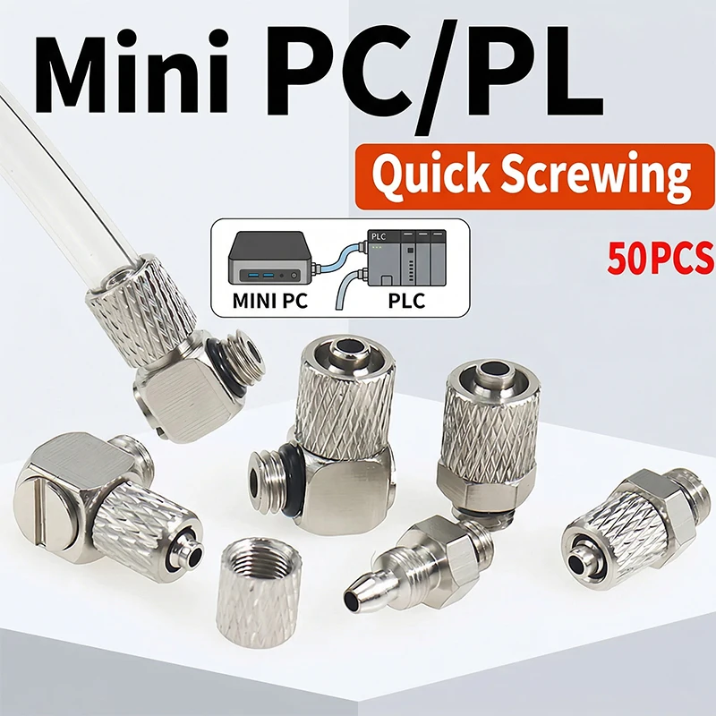 Mini PC PL Series Pneumatic Quick Connect Fitting – Male Thread M3 M4 M5 M6 × Tube OD 3mm 4mm 6mm Push-In Air Hose Connector