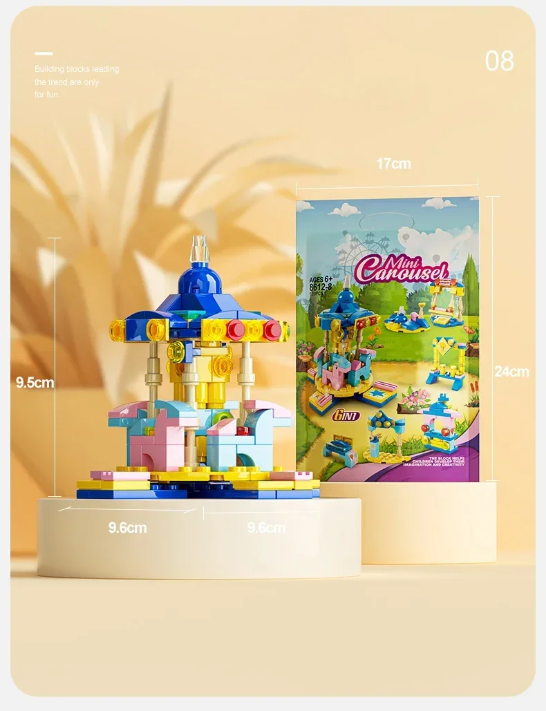 Mini-Bausteine, 6-in-1, DIY-Polizeiauto, Feuerwehrauto, Schloss, Modellsteine, Kinder, Lernspielzeug, Geschenke – Detail 15