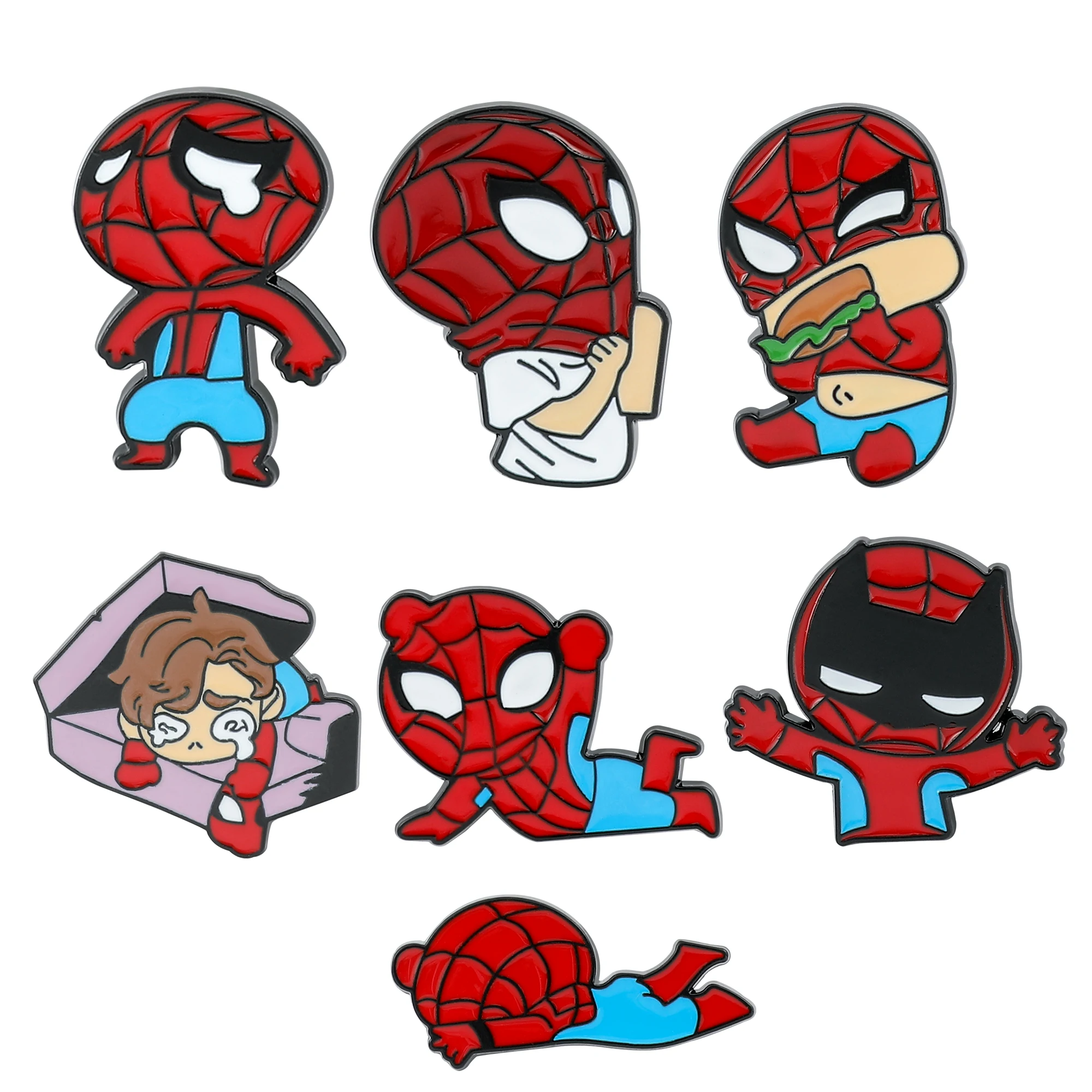 Funny Marvel Spiderman Enamel Pin Animal Spider-Web Metal Lapel Badge for Backpack Decoration Brooch Jewelry for Friends Gifts