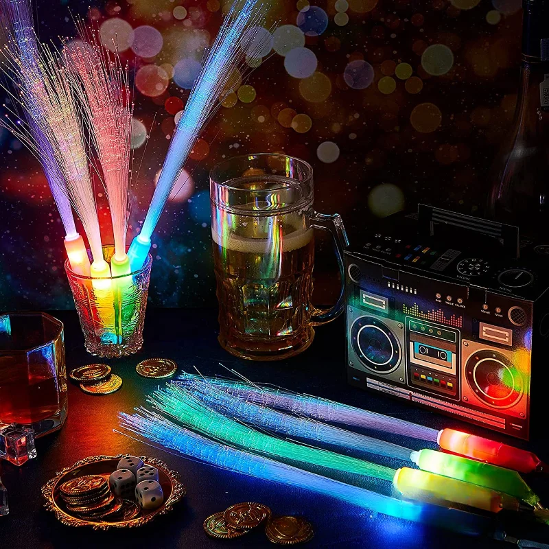 LED Light Up Fiber Optic Wands Glow Sticks Flashing Concerts Rave Colorful Flashing Concert with Strap LED Light Up Shows Toys