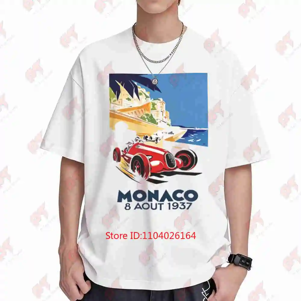 Monaco Grand Prix Race 1937 Auto Racing Vintage Retro Cartoon Anime Short Sleeve Tee 100% Cotton T-Shirt