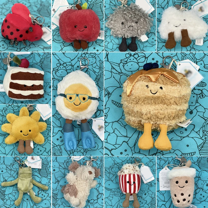 Llaveros de peluche JC con forma de muffin, llaveros de manzana, juguetes de peluche de palomitas de maíz, dijes de sandía y aguacate, dijes de peluche de cereza para bolsos JC