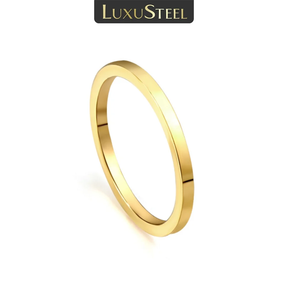 Luxusteel Schmuck Gold 1,5 breit * 1,5 dick außen flach innen flach Ring 6-9 Edelstahl nicht verblassen Frauen Accessoire Geschenk