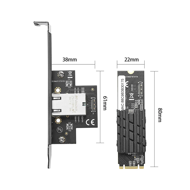 Imagem -03 - Placa de Rede M.2 a Rj45 Gigabit Ethernet Adaptador de Rede Tecla b Mais m 10g 2.5g 1000m Placa Lan de Internet Marvell Chips Aqc107