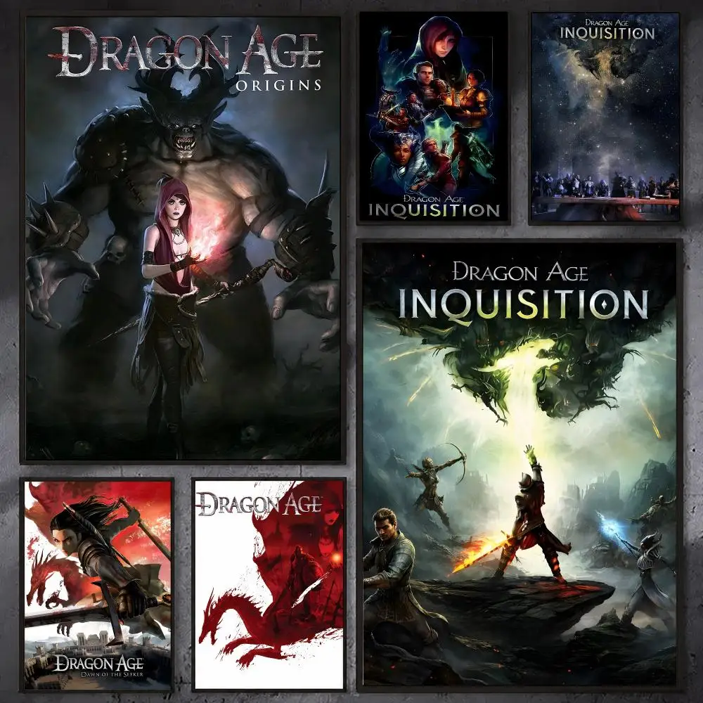 D-Dragon A-Age RPG Poster Waterproof Sticky Wall Art Print For Bedroom Living Room Hallway Bar Home Decor