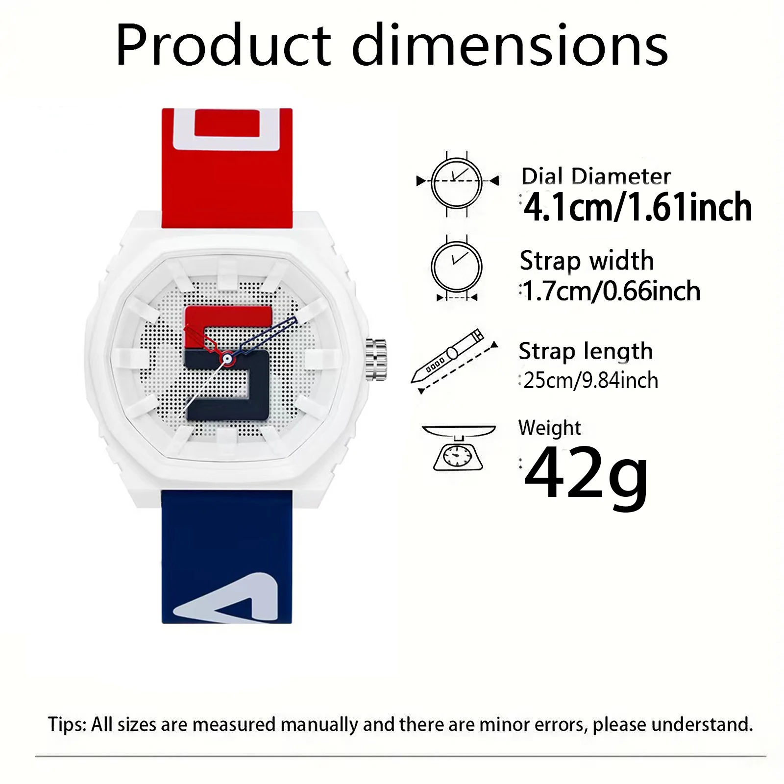 New Men's Sports Quartz Watch - Shock-Resistant, Blue and White Dial, Date Display, Rubber Strap, Unisex, Suitable for Casual Wear and Holiday Gifts, Casual Wear Watch |   Minimalist Watch |   Durable Watch