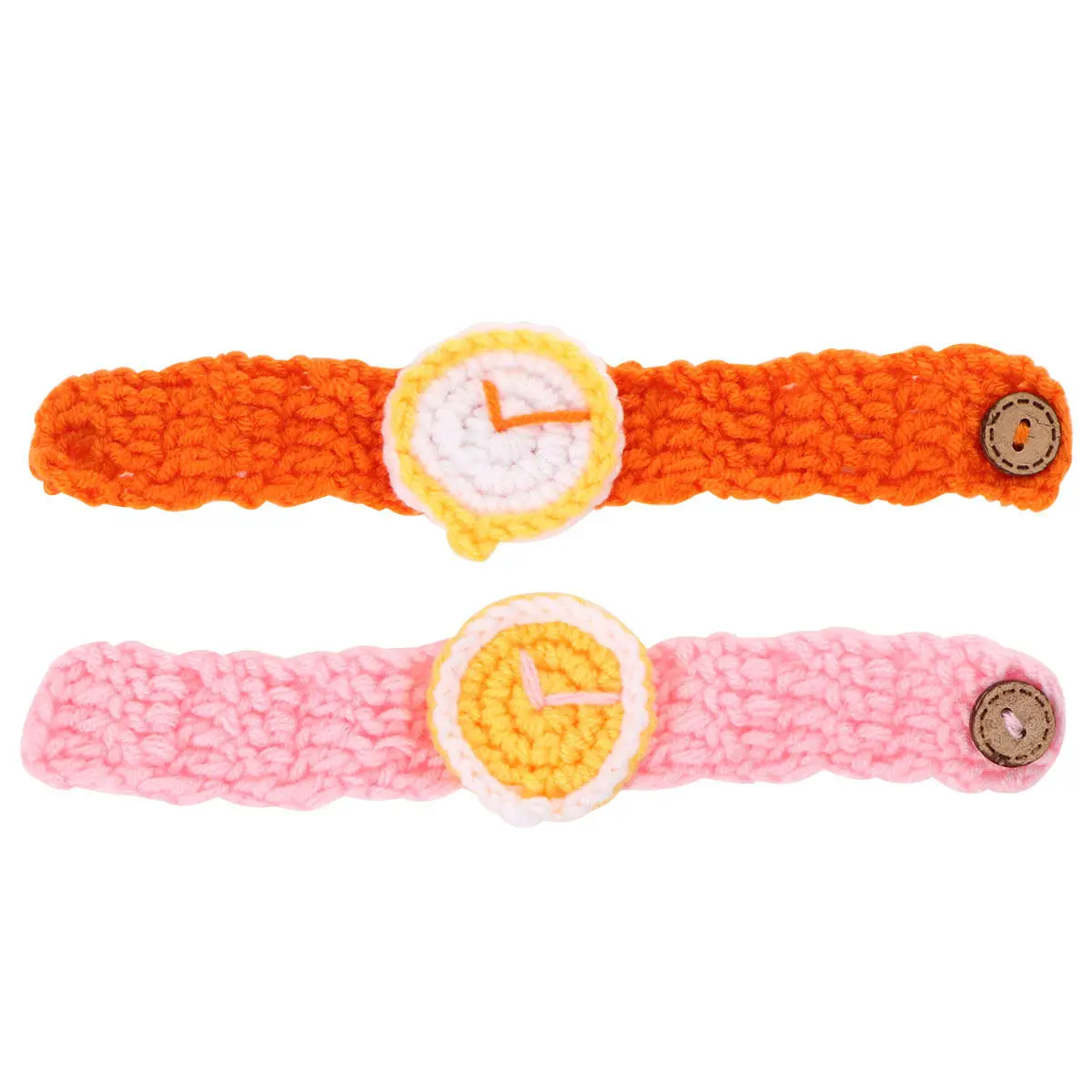 

2Pcs Knitted Wristwatches Cartoon Style Funny Simulation Watch for Kids Students Couples Soft Comfortable Party Carnival Gift