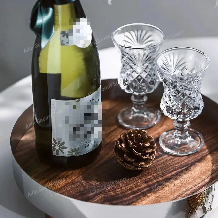 Walnut Service Decor Platter, Metal Edged Round Fruit Organizer Tray for Coffee Table & Living Room Household Ornament