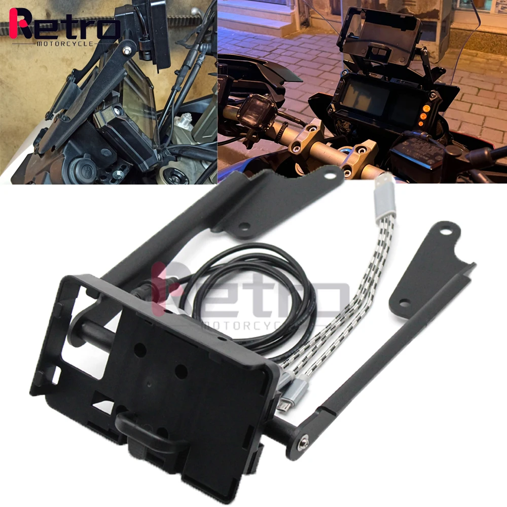 

USB-зарядное устройство, держатель для телефона, кронштейн-подставка для Yamaha MT-09 MT09 Tracer 900 FJ-09 2016 2017, мотоциклетная GPS-навигационная пластина