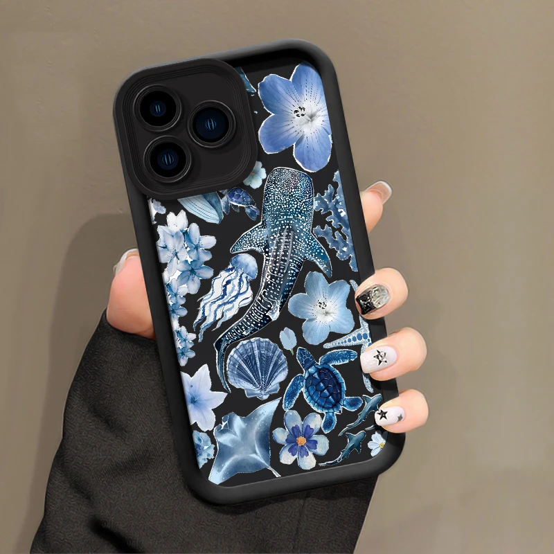 حافظة هاتف ناعمة مقاومة للصدمات لهاتف Xiaomi Poco M7 4G M6 Plus M5S C65 C61 C55 C51 C50 C40 C31 نمط زهرة السلحفاة البحرية الحوت كابا #4