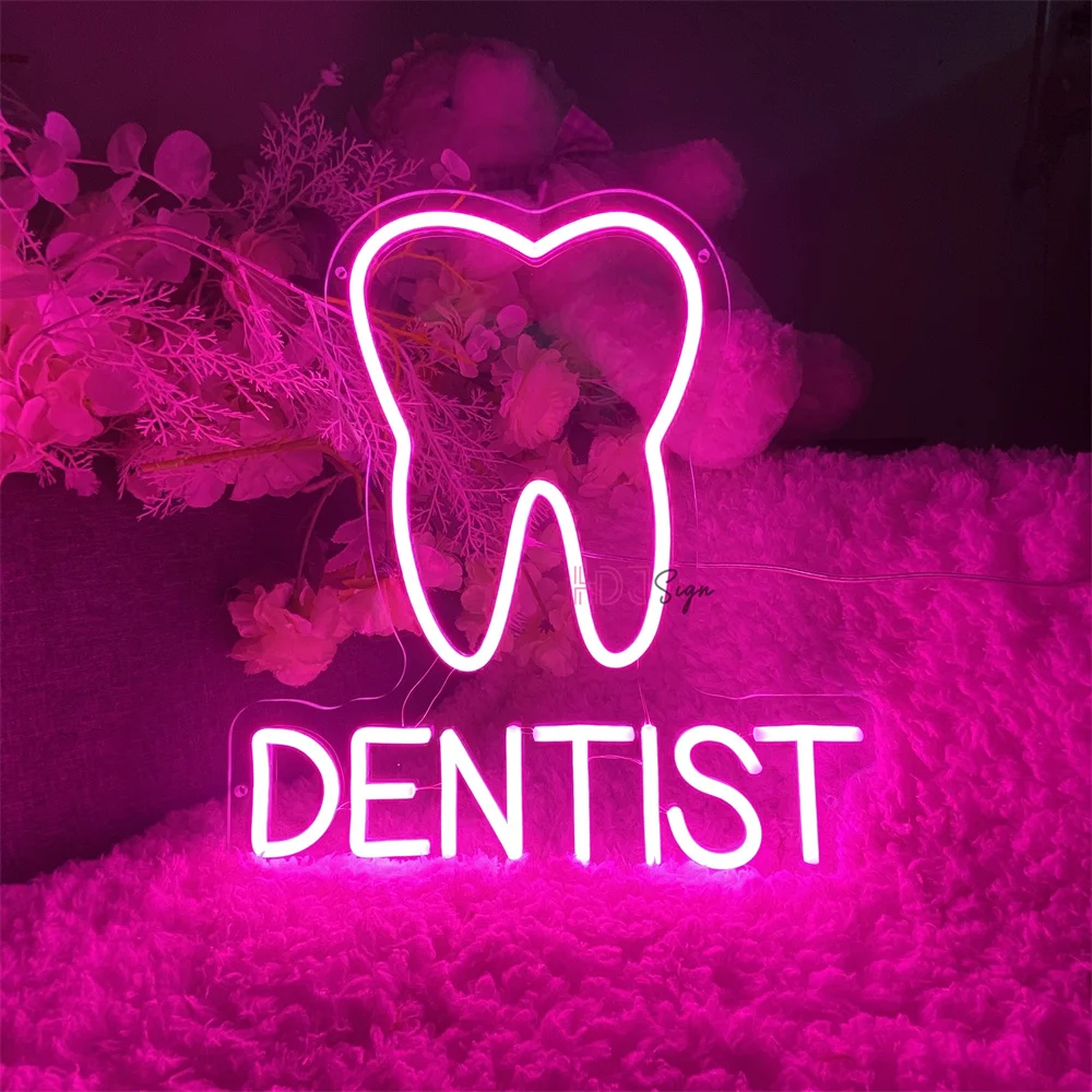 Enseigne au néon LED pour dentiste, veilleuses, enseigne USB, magasin de dents, bureau de dentiste, décoration de chambre, enseigne au néon