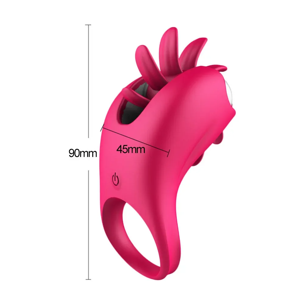 Silicone Penis Ring Delayed Ejaculation 10 Modes Rotating Tongue Licking Clit Stimulator Female Masturbator Cock Ring Sex Toys 6