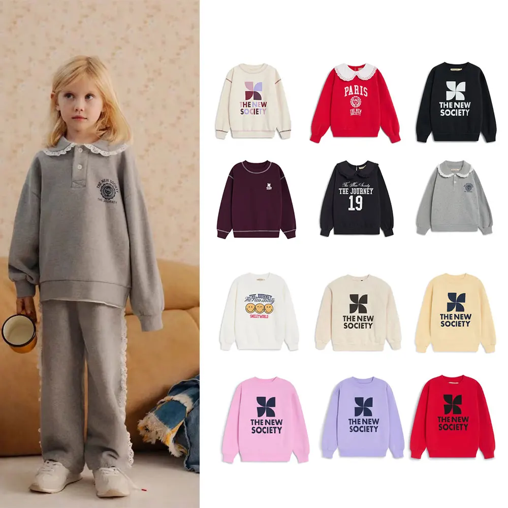 New Cloth Kids Dress Top Fleeced 2026 Winter Girls Cute Letter Print Long Sleeve Polo Top Sweatshirt Dresses