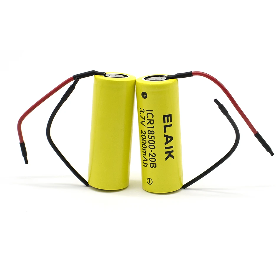 1-20PCS 18500 Battery 3.7V 2000mAh Rechargea ble Battery Recarregavel Lithium li-ion Batteies +DIY Silicone cable