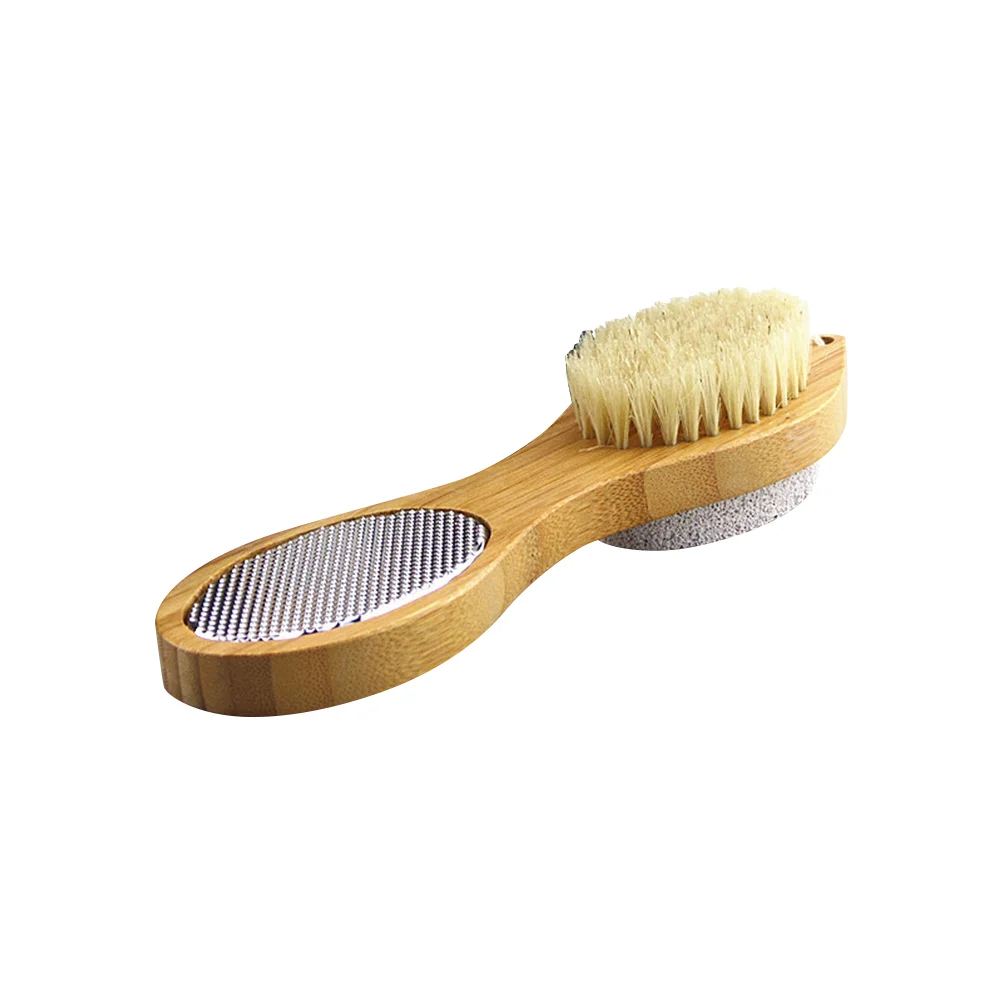 

4 in 1 Foot Massage Brush Protection Feet Pads Rub Feet Stone Wash Feet Brush Exfoliating Brush Wooden bath brush