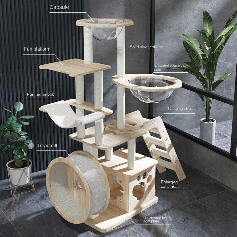 

Large Cat Tree Climbing Frame with Treadmill Integrated, Exercise Activity Center, Cats Toys, Home Decoration, Pet Products