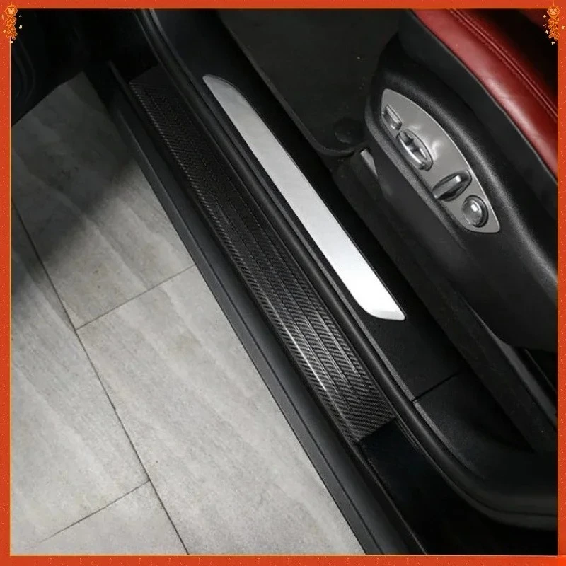 

For Porsche Macan Real Dry Carbon Fiber Exterior Decoration Welcome Pedal Door Strip Stickers Finterior Modification Accessories