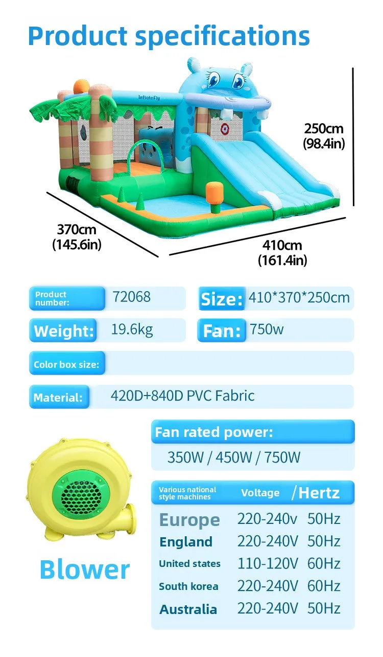 Doctor Dolphin Inflatable Bounce House With Ball Pit Oxford Material Jumping Castle With Blower Bouncy House Toys For Kids