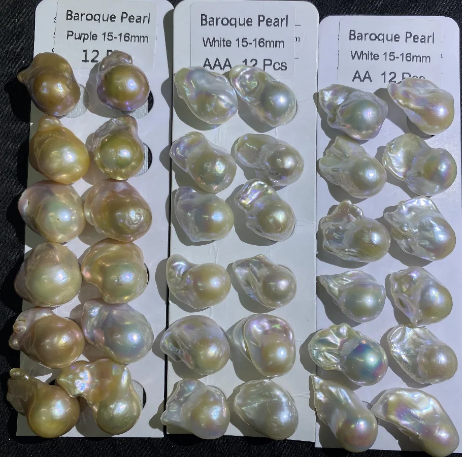 Loose Baroque Pearls Hot Sale Big Size 14-19mm AA White/Pink/Purple Natural Freshwater Pearls for Making Ring Jewelry  DIY