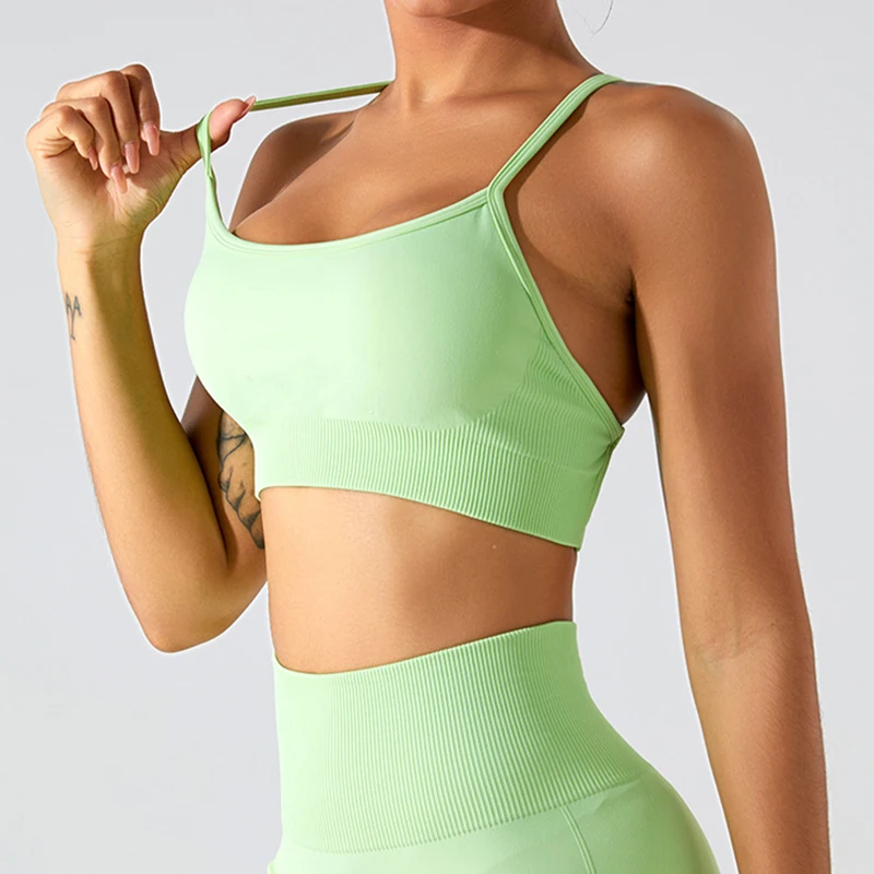 

Sports Bra Seamless Yoga Top Women Fitness Article Gym Active Wear Back Cross Workout Push-up Fitness Running Underwear