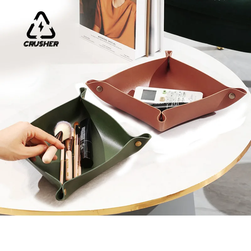 CRUSHER Leather Foldable Rollable Herb Tobacco Rolling Tray Valet Tray for Tobacco Pipe Tools Smoking Accessories