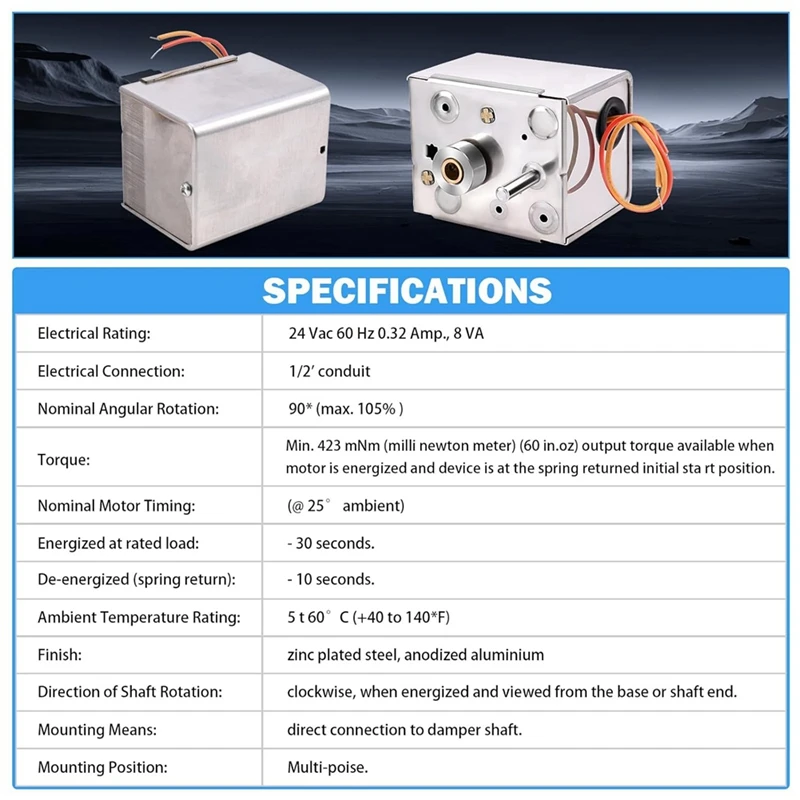 AT35 Motor aktuator peredam untuk Honeywell M847D Series, ARD & ZD Series HVAC Zone pegas Universal kembali 2 kawat, 24 VAC