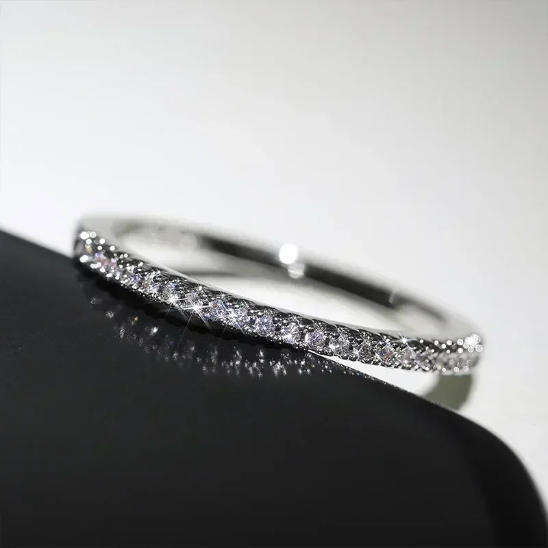 2026 Simple Single Row Inlaid Zircon Thin Gold Silver Rose Gold Ring, Women's Wedding, Bright Cubic Zircon Women's Ring Jewelry