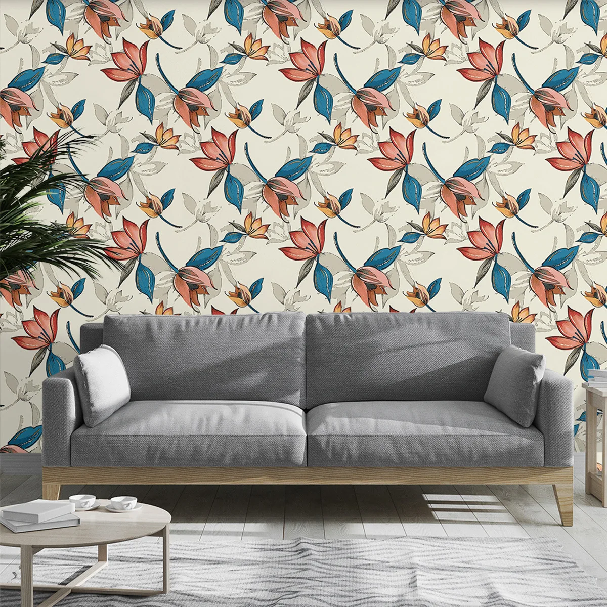 Floral Self-adhesive PVC Wallpaper Flower Peel and Stick Living Room Wall Decor Retro Home Decorations Cabinet Sticker