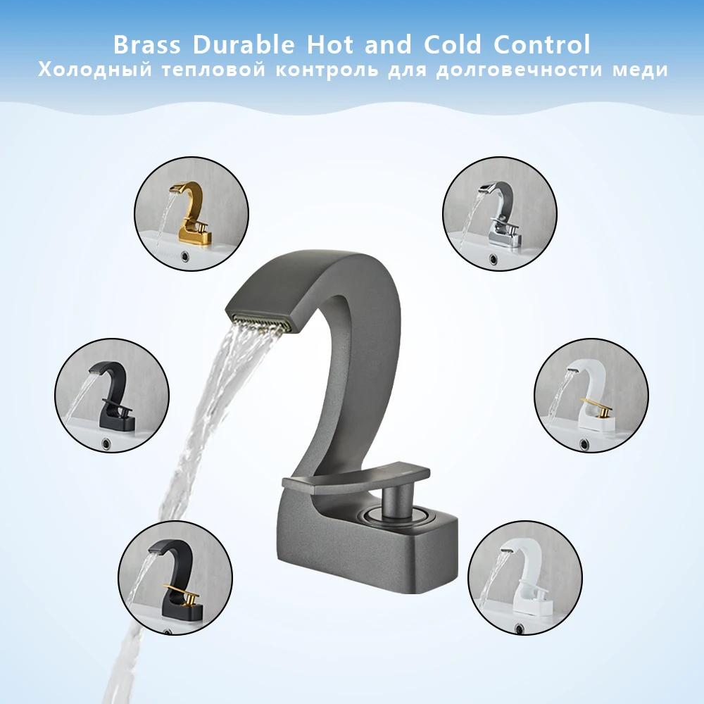 

Luxury Bathroom Sink Faucet Single Hole Single Handle Brass Basin Faucet Deck Mount Waterfall Washbasin Cold Hot Crane Mixer Tap