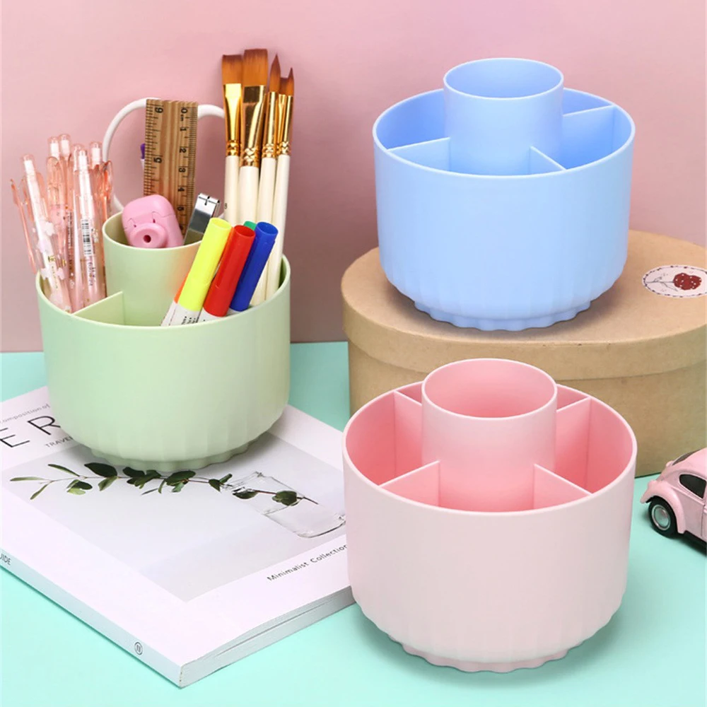 Compartment Storage Box High Capacity Save Space Classification Convenient Mellow Smooth Rotating Pen Holder Enlarge The Base