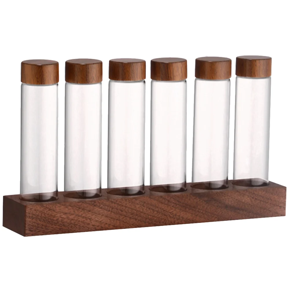 

1 Set Glass Coffee Bean Storage Tube Sealed Airtight Coffee Bean Canisters with Wooden Stand Coffee Bean Storage Tubes