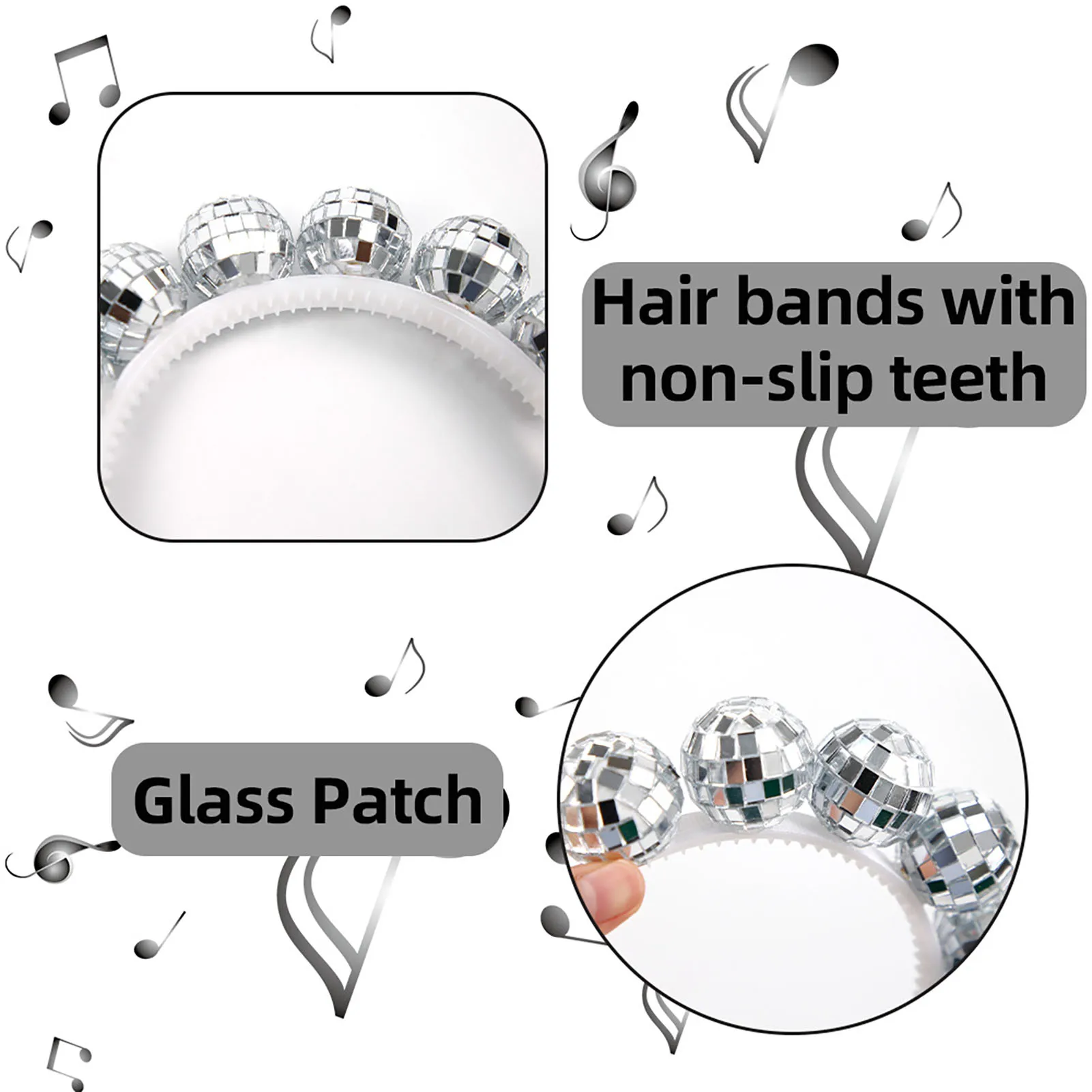 Silber Disco Ball Stirnband Krone Tiaras Charming Mirrorball Haarreifen Dekor für Frauen Kostüm Party Haarschmuck