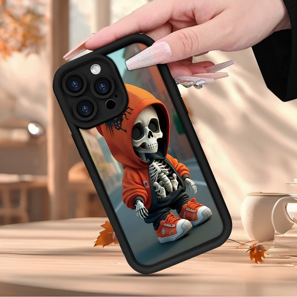 

Trendy Skull Boy Pattern Mobile Case Suitable for iPhone 16 15 14 13 12 11 Pro/ Max /Plus Shock-proof and Anti-fall