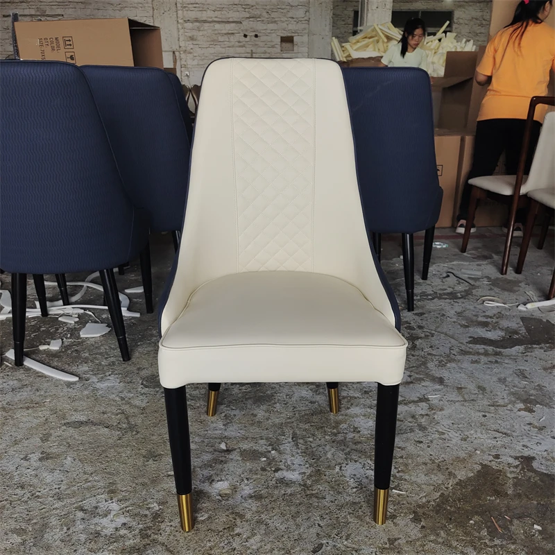 

Modern Solid Wood Chair Soft Bag High Backrest Dining Home Hotel Box Restaurant Club Chair PU Chair