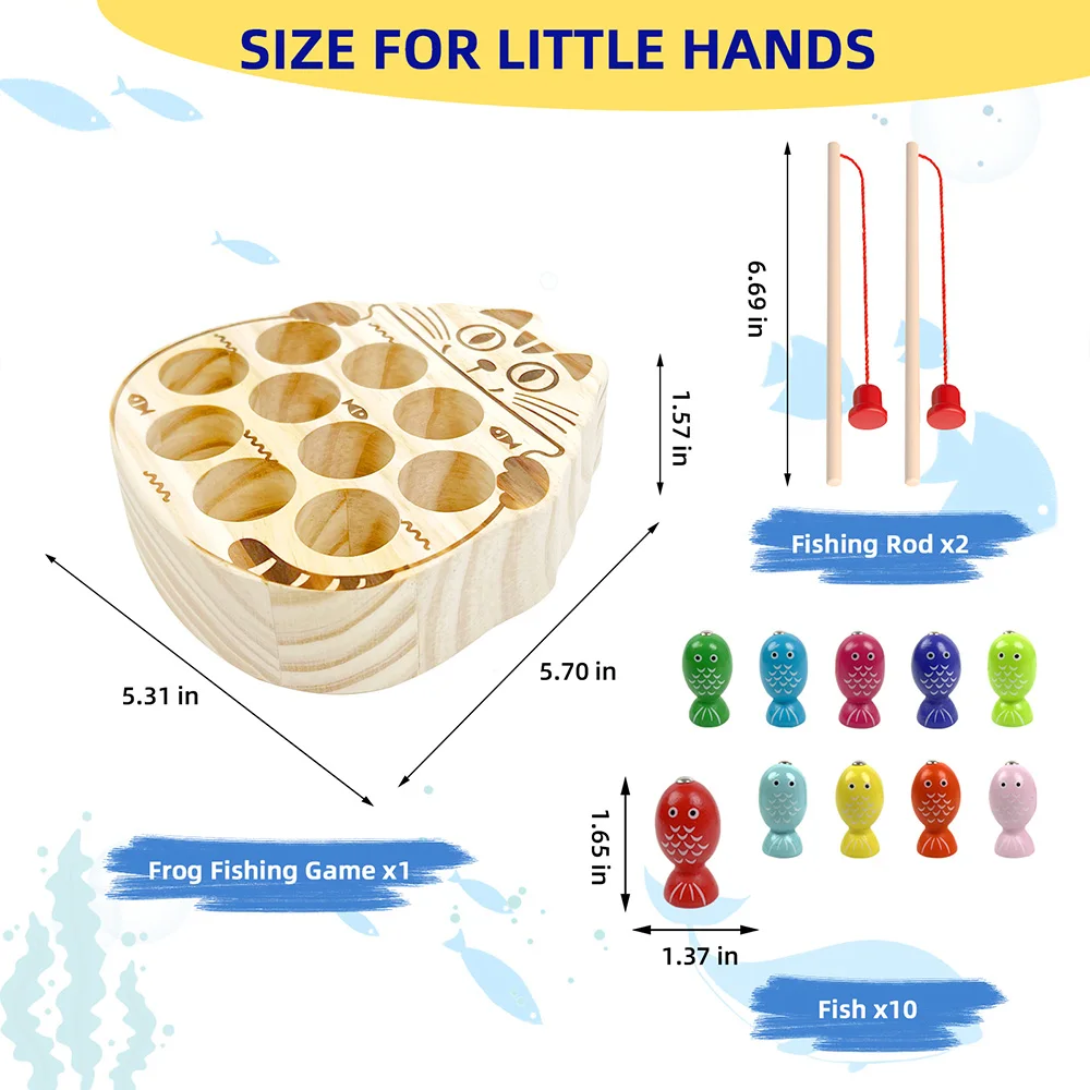 Children\'s Wooden Fishing Toys Magnetic Fishing Game Montessori Intellectual Playsets Fine Motor Skills Training Boys Girls Gift