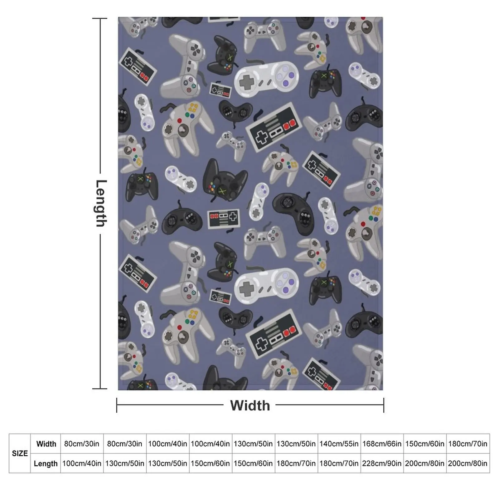 Old School Video Game Controllers - Repeating Pattern Throw Blanket couch cozy soft plush fuzzy picnic outdoor blanket