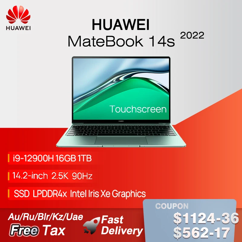 2022 HUAWEI MateBook 14s 14.2 Inch Touchscreen 2.5K Laptop i5-12500H/i7-12700H/i9-12900H 16GB 512GB/1TB Netbook Iris Xe Graphics