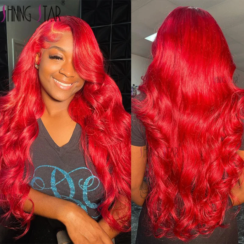 34 Inch Body Wave 13X6 Lace Front Pruiken Voor Vrouwen Rood Kant Voorkant Menselijk Haar Pruiken Pre Geplukt 13X4 Hd Lace Frontale Pruik Menselijk Haar