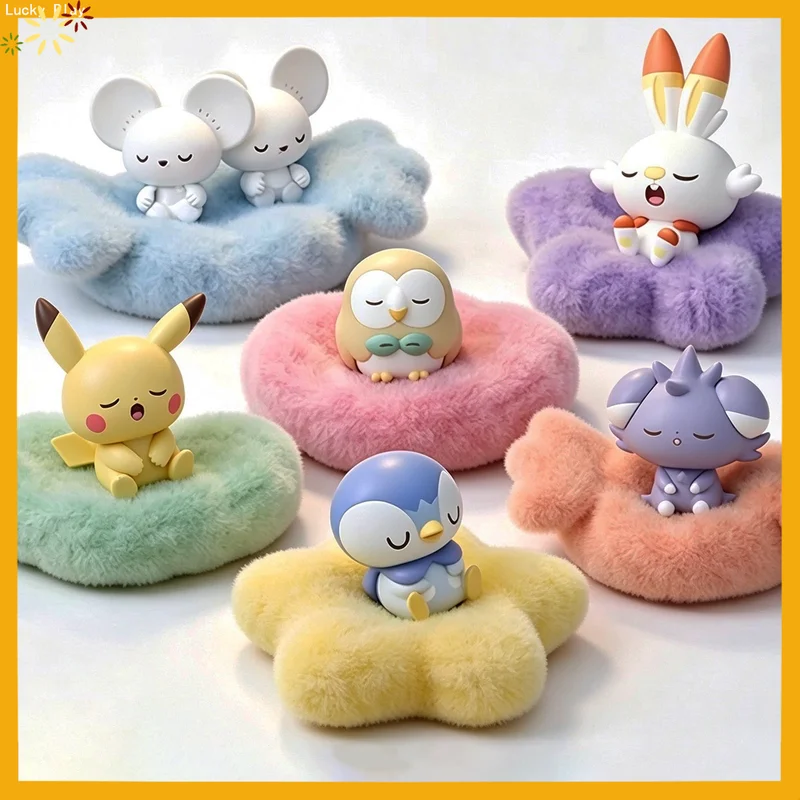 新作オリジナルポケモンブラインドボックス「スイートドリーム・リトルナップ」シリーズ、ミステリーボックス、ツインラットのアニメフィギュア、おしゃれなコレクション玩具。