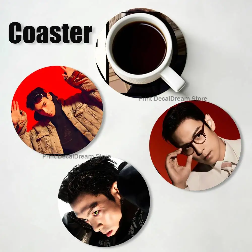 For T-Top C-Choi Seung hyun 2026 2D Pattern round Wooden Coaster Decorative Coffee Cup for Use in Coffee Shops Bars Wine Beer 2
