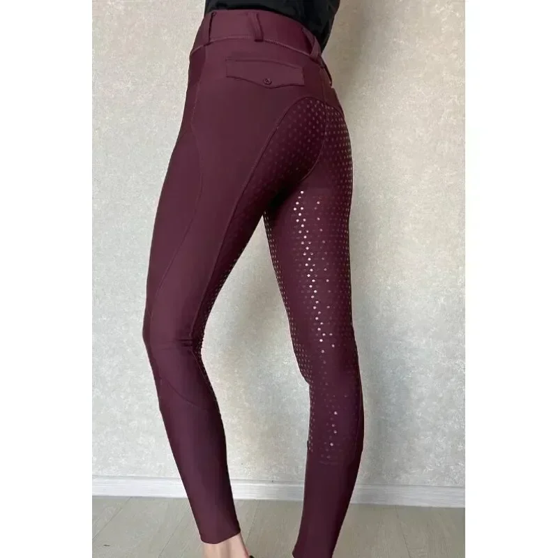 Pantalon équestre noir en Silicone, siège complet, collants d'équitation anti-boulochage pour femmes, vêtements équestres