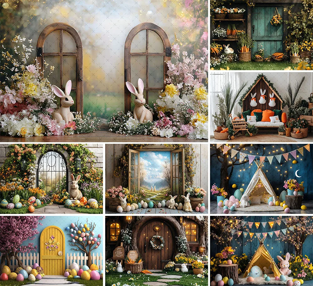 mehofond-fotografia-fundo-primavera-pascoa-porta-de-madeira-floral-coelho-ovo-crianca-festa-aniversario-retrato-decoracao-pano-de-fundo-estudio-foto