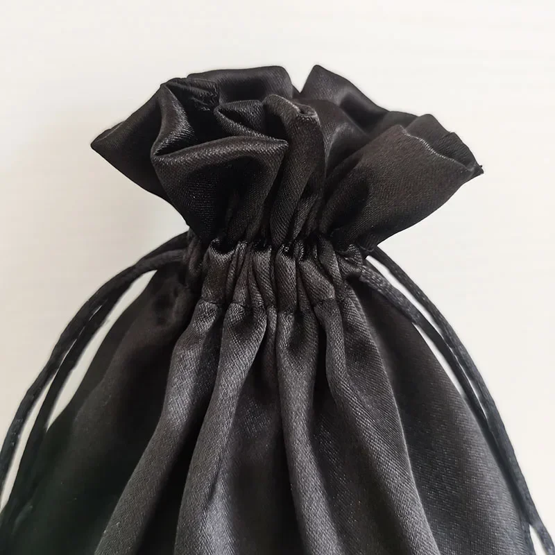 Satin Packaging Pouch Custom Print Logo Storage Drawstring Bags Underwear/Makeup/Wigs/Virgin Hair High Quality Silk Bag 50PCS