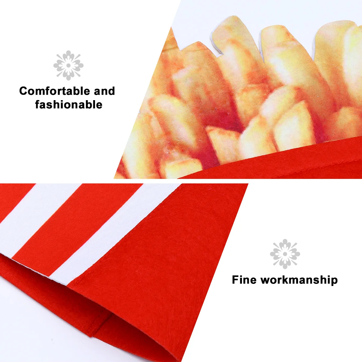 프렌치 프라이 모자 1개, 프리미엄 펠트 음식 모양 파티 헤드웨어, 할로윈 카니발 크리스마스 코스프레 재미있는 성인 의상